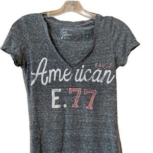 American Eagle Outfitters Heather Grey "E.77" Short Sleeve Tee - Size S/P